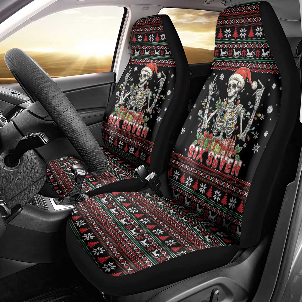 Six Seven Santa Skeleton Car Seat Cover Funny Christmas Skull - Wonder Print Shop