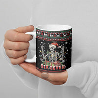 Six Seven Santa Skeleton Ceramic Mug Funny Christmas Skull - Wonder Print Shop