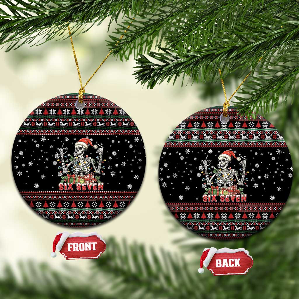 Six Seven Santa Skeleton Ceramic Ornament Funny Christmas Skull - Wonder Print Shop
