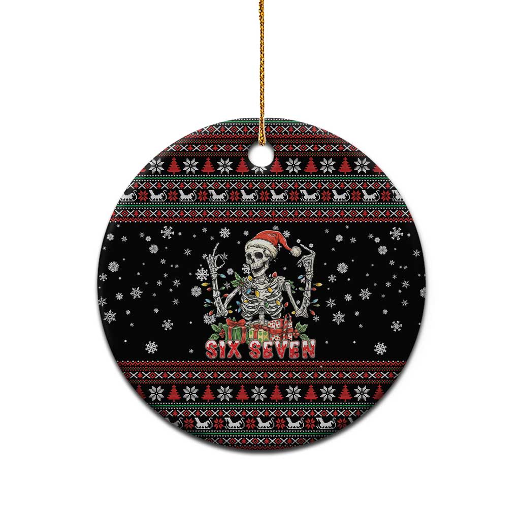 Six Seven Santa Skeleton Ceramic Ornament Funny Christmas Skull - Wonder Print Shop