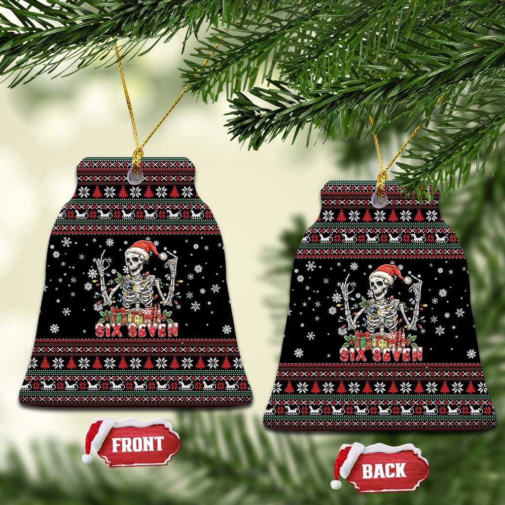 Six Seven Santa Skeleton Ceramic Ornament Funny Christmas Skull - Wonder Print Shop