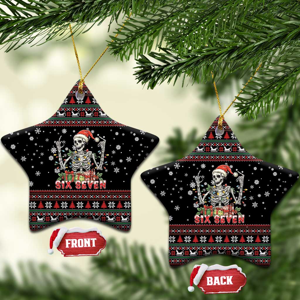 Six Seven Santa Skeleton Ceramic Ornament Funny Christmas Skull - Wonder Print Shop