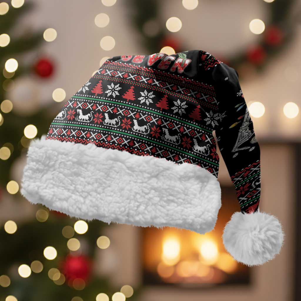 Six Seven Santa Skeleton Christmas Santa Hat Funny Christmas Skull - Wonder Print Shop