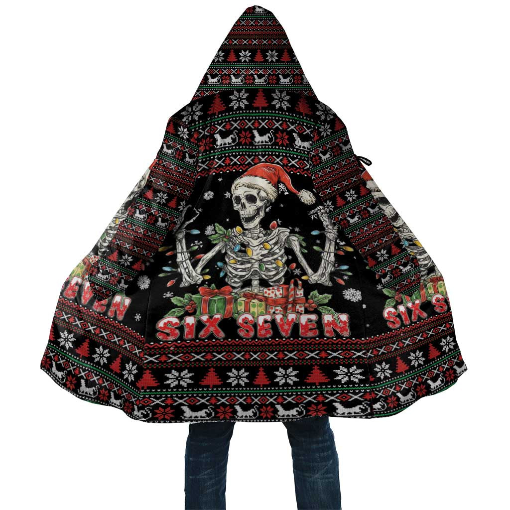 Six Seven Santa Skeleton Cloak Funny Christmas Skull - Wonder Print Shop