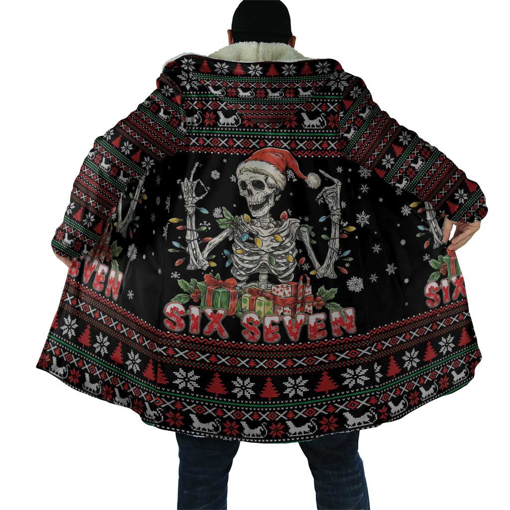 Six Seven Santa Skeleton Cloak Funny Christmas Skull - Wonder Print Shop