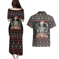 Six Seven Santa Skeleton Couples Matching Puletasi and Hawaiian Shirt Funny Christmas Skull - Wonder Print Shop