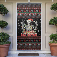 Six Seven Santa Skeleton Door Cover Funny Christmas Skull - Wonder Print Shop