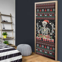 Six Seven Santa Skeleton Door Cover Funny Christmas Skull - Wonder Print Shop