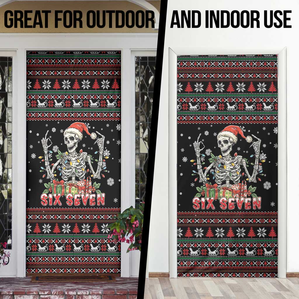 Six Seven Santa Skeleton Door Cover Funny Christmas Skull - Wonder Print Shop