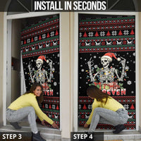 Six Seven Santa Skeleton Door Cover Funny Christmas Skull - Wonder Print Shop