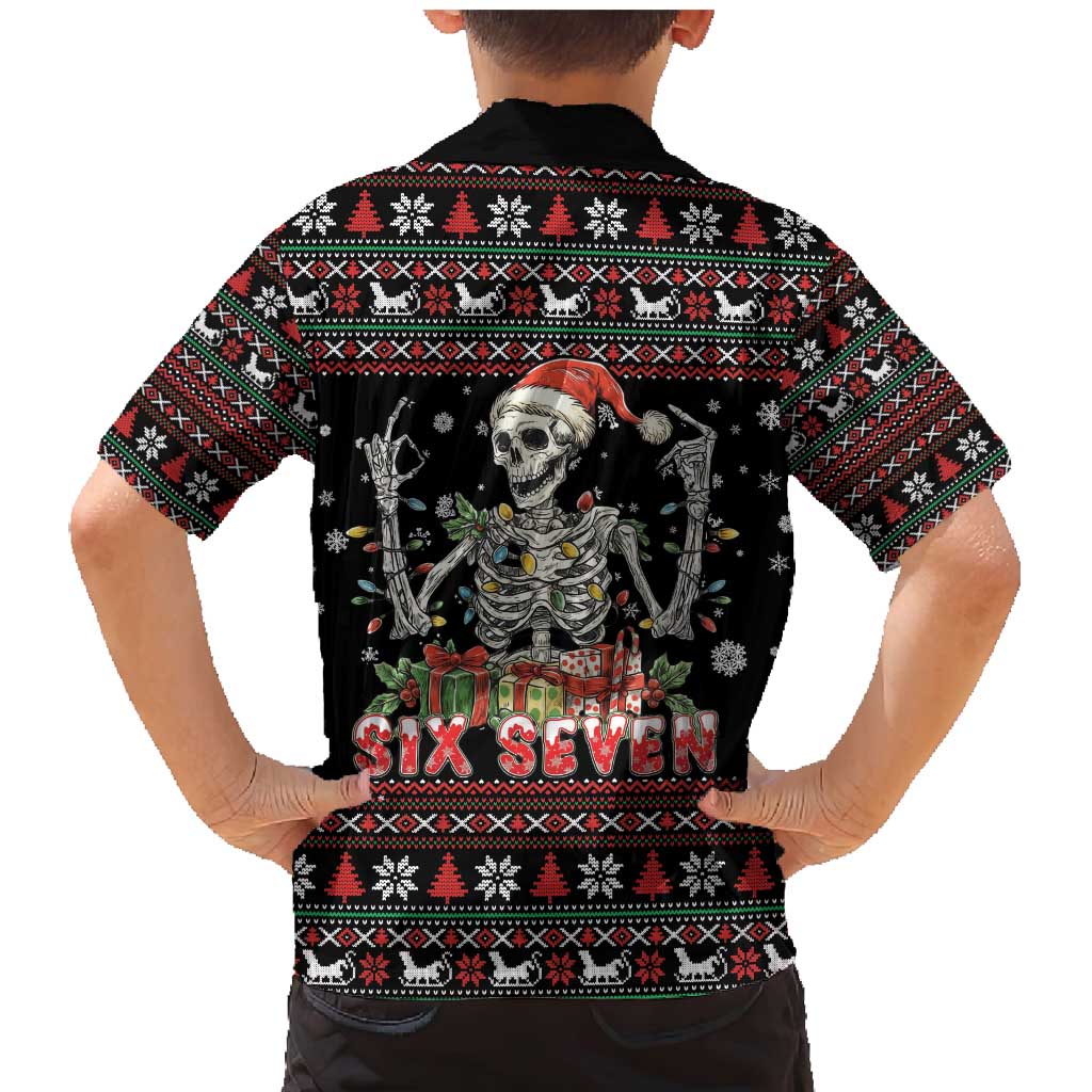 Six Seven Santa Skeleton Family Matching Mermaid Dress and Hawaiian Shirt Funny Christmas Skull - Wonder Print Shop