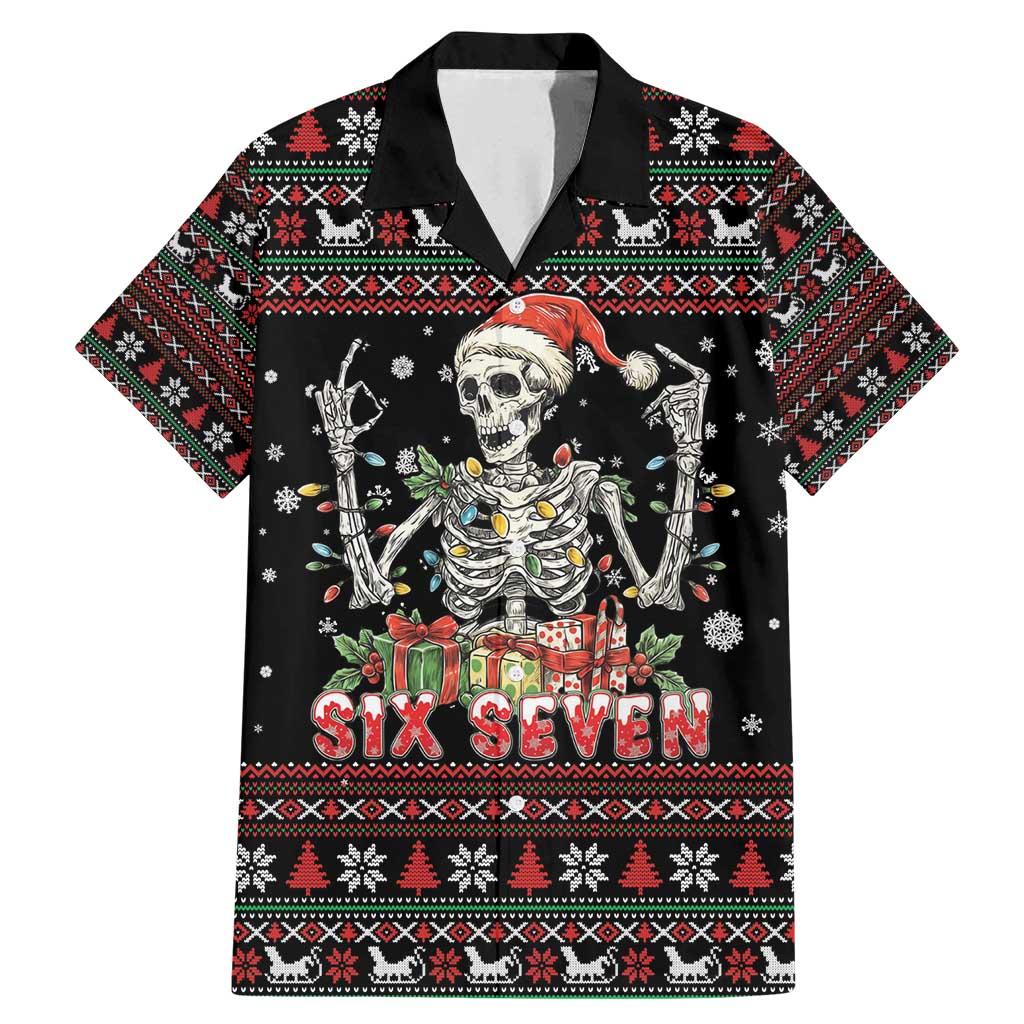 Six Seven Santa Skeleton Family Matching Mermaid Dress and Hawaiian Shirt Funny Christmas Skull - Wonder Print Shop