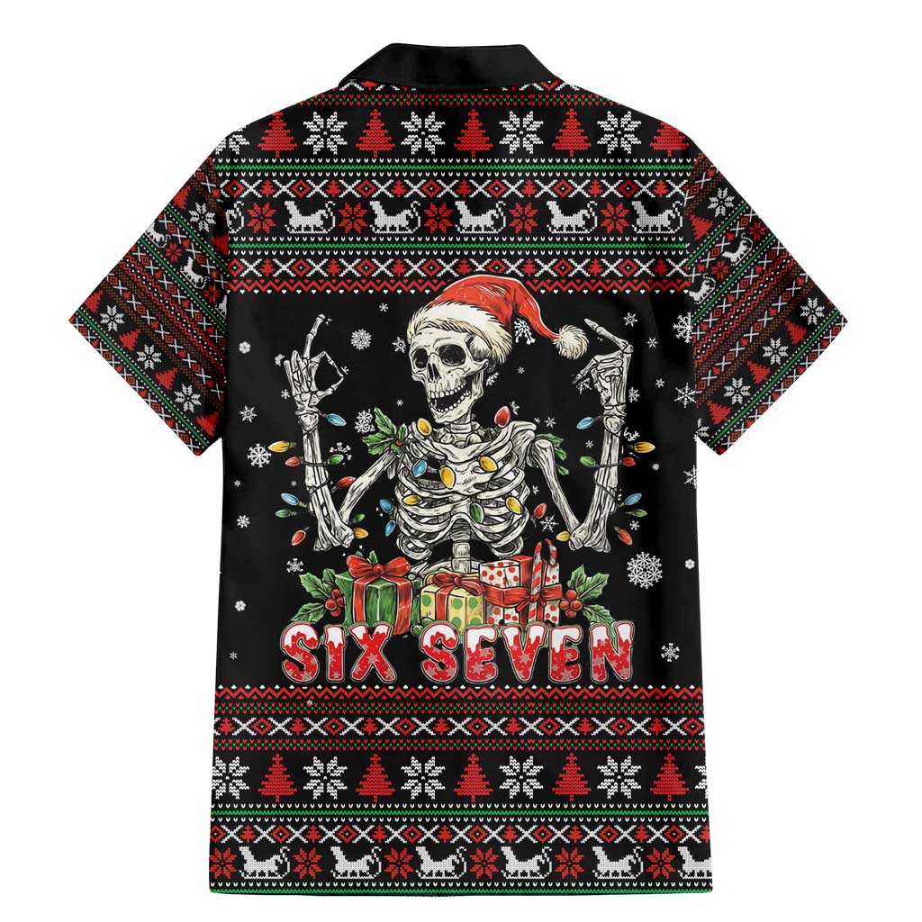 Six Seven Santa Skeleton Family Matching Mermaid Dress and Hawaiian Shirt Funny Christmas Skull - Wonder Print Shop