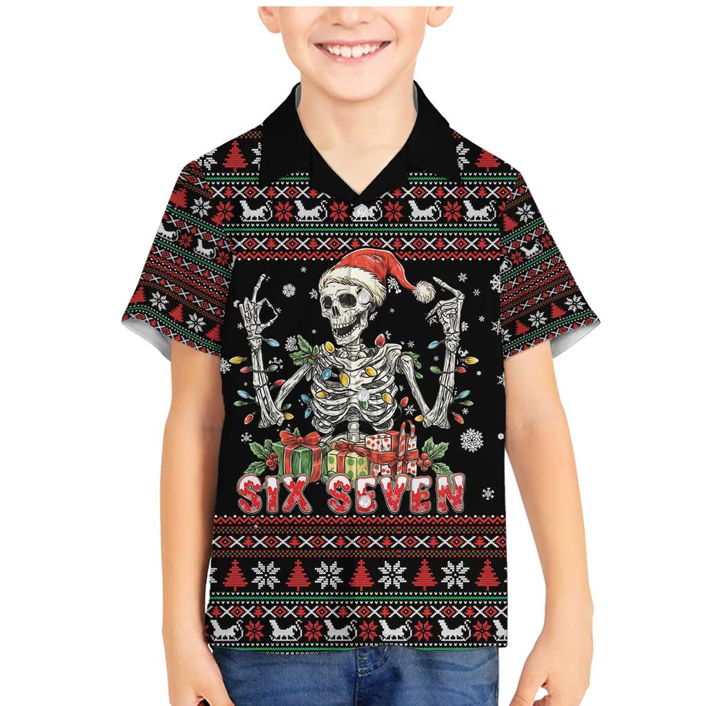 Six Seven Santa Skeleton Family Matching Mermaid Dress and Hawaiian Shirt Funny Christmas Skull - Wonder Print Shop