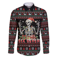 Six Seven Santa Skeleton Family Matching Off The Shoulder Long Sleeve Dress and Hawaiian Shirt Funny Christmas Skull - Wonder Print Shop