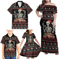 Six Seven Santa Skeleton Family Matching Off Shoulder Maxi Dress and Hawaiian Shirt Funny Christmas Skull - Wonder Print Shop