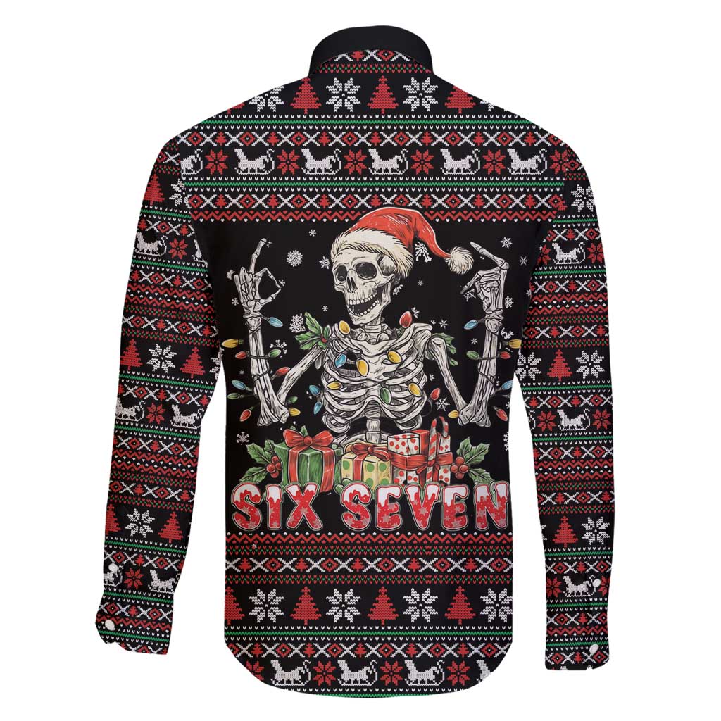 Six Seven Santa Skeleton Family Matching Off Shoulder Maxi Dress and Hawaiian Shirt Funny Christmas Skull - Wonder Print Shop