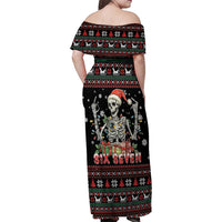 Six Seven Santa Skeleton Family Matching Off Shoulder Maxi Dress and Hawaiian Shirt Funny Christmas Skull - Wonder Print Shop