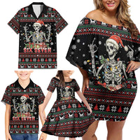 Six Seven Santa Skeleton Family Matching Off Shoulder Short Dress and Hawaiian Shirt Funny Christmas Skull - Wonder Print Shop