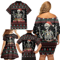 Six Seven Santa Skeleton Family Matching Off Shoulder Short Dress and Hawaiian Shirt Funny Christmas Skull - Wonder Print Shop