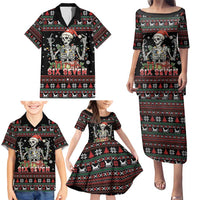 Six Seven Santa Skeleton Family Matching Puletasi and Hawaiian Shirt Funny Christmas Skull - Wonder Print Shop