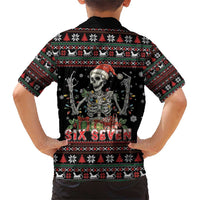 Six Seven Santa Skeleton Family Matching Short Sleeve Bodycon Dress and Hawaiian Shirt Funny Christmas Skull - Wonder Print Shop