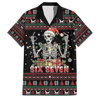 Six Seven Santa Skeleton Family Matching Short Sleeve Bodycon Dress and Hawaiian Shirt Funny Christmas Skull - Wonder Print Shop