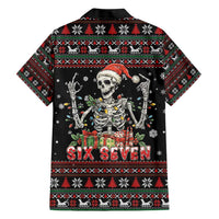 Six Seven Santa Skeleton Family Matching Short Sleeve Bodycon Dress and Hawaiian Shirt Funny Christmas Skull - Wonder Print Shop