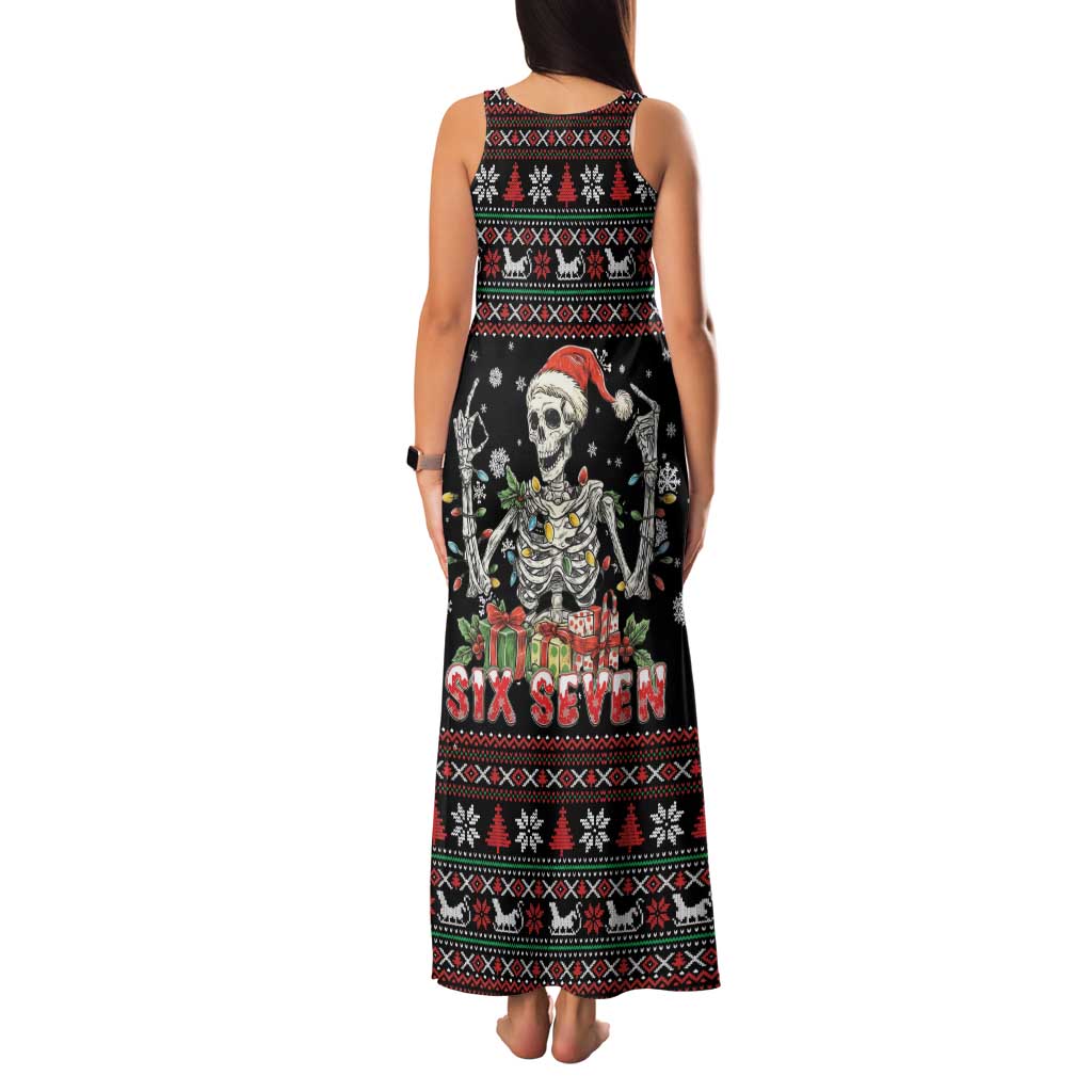 Six Seven Santa Skeleton Family Matching Tank Maxi Dress and Hawaiian Shirt Funny Christmas Skull - Wonder Print Shop