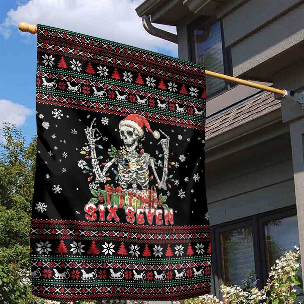 Six Seven Santa Skeleton Garden Flag Funny Christmas Skull - Wonder Print Shop