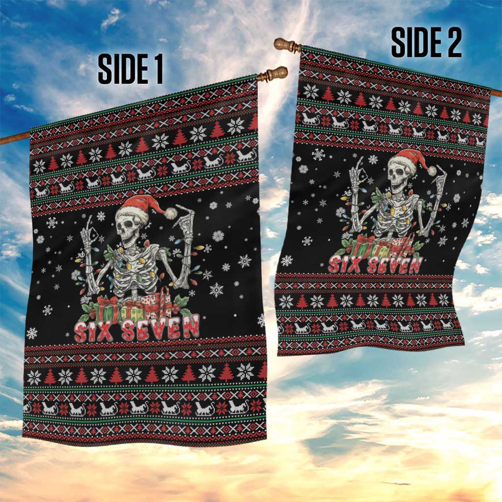 Six Seven Santa Skeleton Garden Flag Funny Christmas Skull - Wonder Print Shop