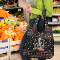 Six Seven Santa Skeleton Grocery Bag Funny Christmas Skull - Wonder Print Shop