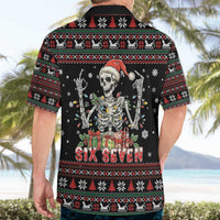 Six Seven Santa Skeleton Hawaiian Shirt Funny Christmas Skull - Wonder Print Shop