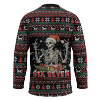 Six Seven Santa Skeleton Hockey Jersey Funny Christmas Skull - Wonder Print Shop