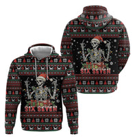 Six Seven Santa Skeleton Hoodie Funny Christmas Skull - Wonder Print Shop
