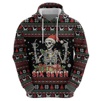 Six Seven Santa Skeleton Hoodie Funny Christmas Skull - Wonder Print Shop