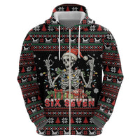 Six Seven Santa Skeleton Hoodie Funny Christmas Skull - Wonder Print Shop
