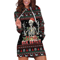 Six Seven Santa Skeleton Hoodie Dress Funny Christmas Skull - Wonder Print Shop