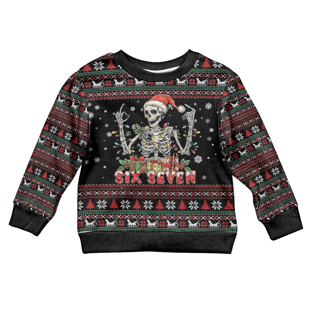Six Seven Santa Skeleton Kid Ugly Christmas Sweater Funny Christmas Skull - Wonder Print Shop