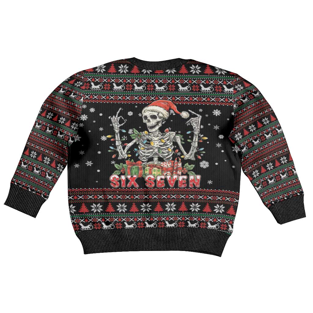 Six Seven Santa Skeleton Kid Ugly Christmas Sweater Funny Christmas Skull - Wonder Print Shop
