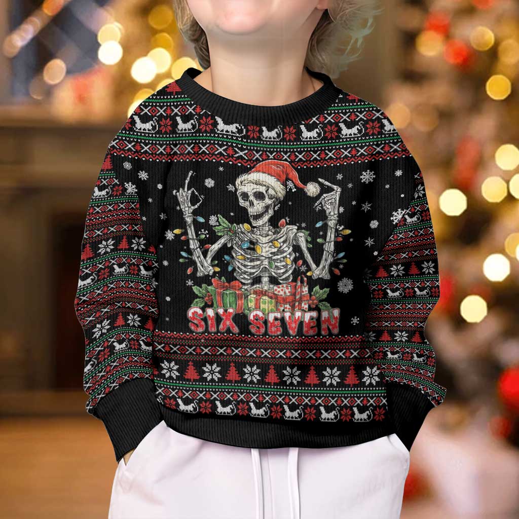 Six Seven Santa Skeleton Kid Ugly Christmas Sweater Funny Christmas Skull - Wonder Print Shop