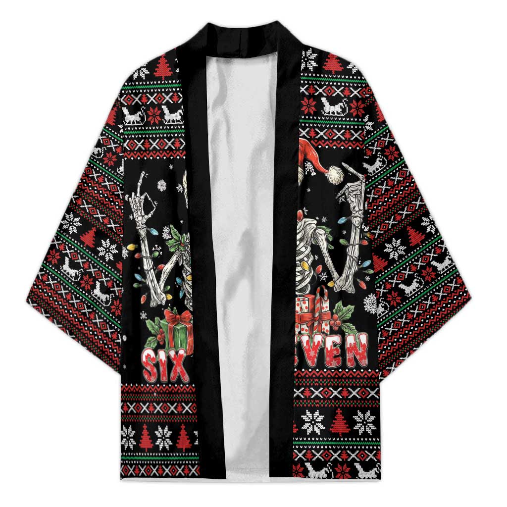 Six Seven Santa Skeleton Kimono Funny Christmas Skull - Wonder Print Shop