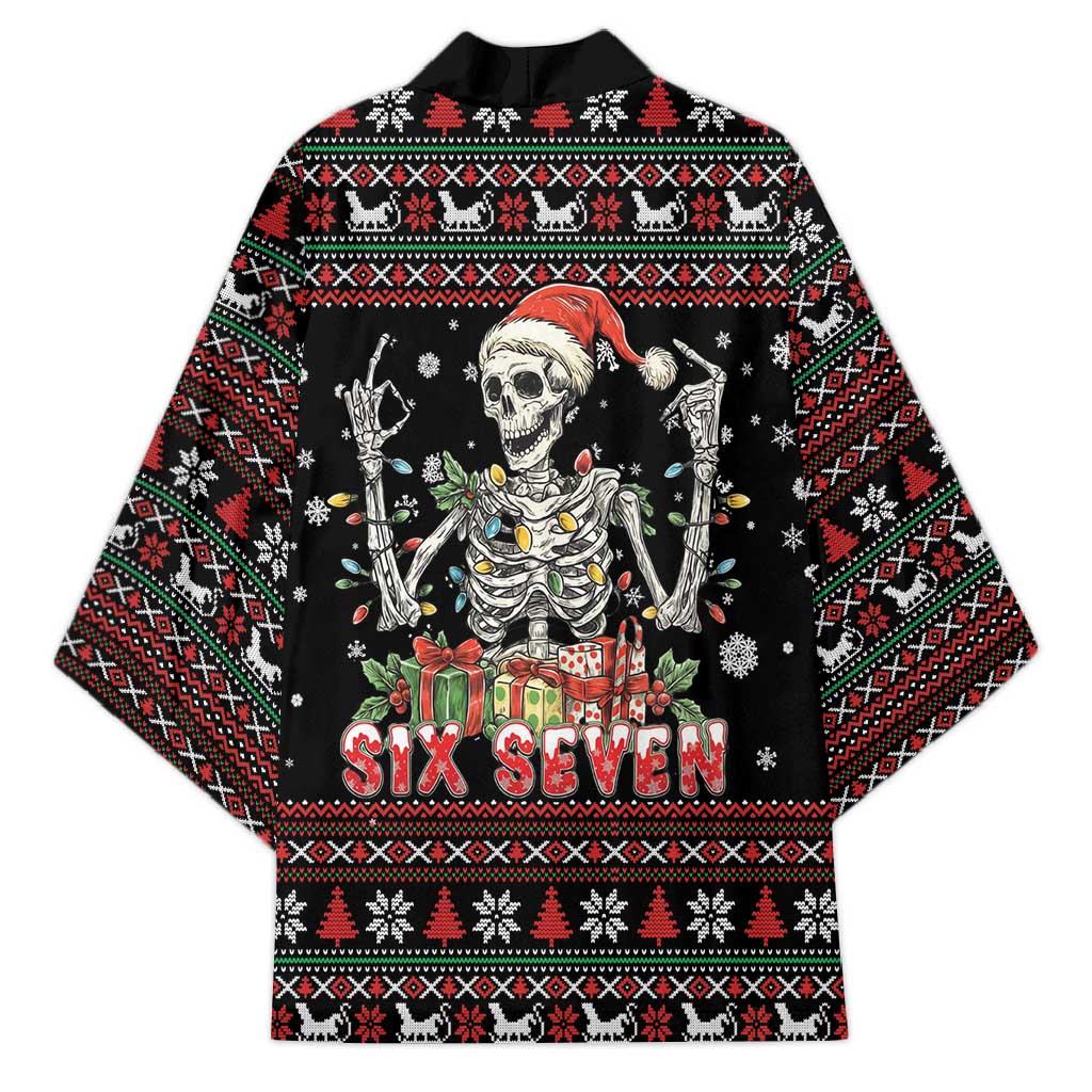 Six Seven Santa Skeleton Kimono Funny Christmas Skull - Wonder Print Shop