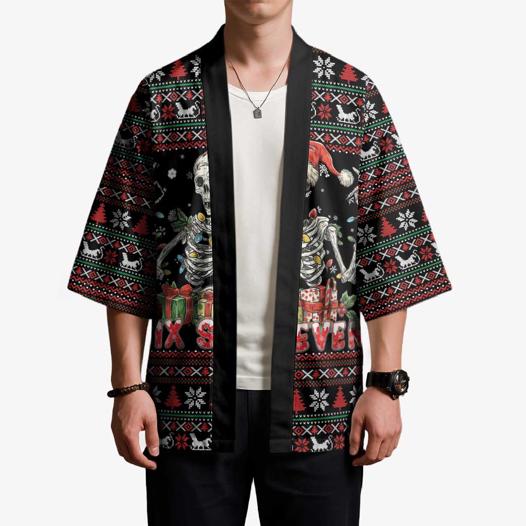 Six Seven Santa Skeleton Kimono Funny Christmas Skull - Wonder Print Shop