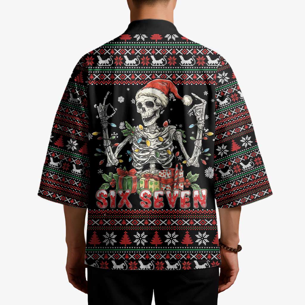 Six Seven Santa Skeleton Kimono Funny Christmas Skull - Wonder Print Shop