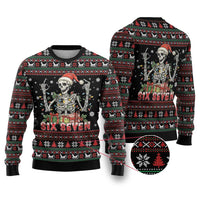 Six Seven Santa Skeleton Ugly Christmas Sweater Funny Christmas Skull - Wonder Print Shop