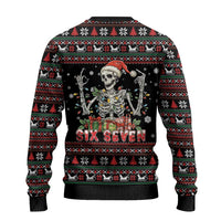 Six Seven Santa Skeleton Ugly Christmas Sweater Funny Christmas Skull - Wonder Print Shop