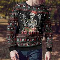 Six Seven Santa Skeleton Ugly Christmas Sweater Funny Christmas Skull - Wonder Print Shop