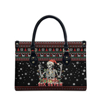 Six Seven Santa Skeleton Leather Bag Funny Christmas Skull - Wonder Print Shop
