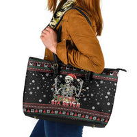 Six Seven Santa Skeleton Leather Tote Bag Funny Christmas Skull - Wonder Print Shop